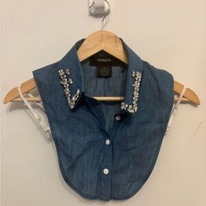 Blue Embellished Collar Top